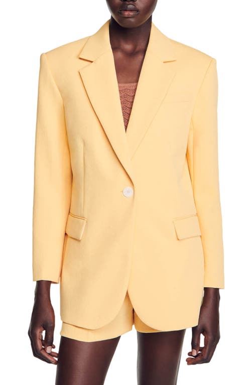 Shop Sandro One-button Jacket In Yellow Orange