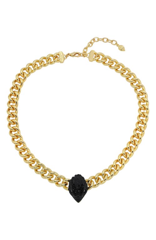 Pavé Eagle Collar Necklace in Black/Yellow Gold