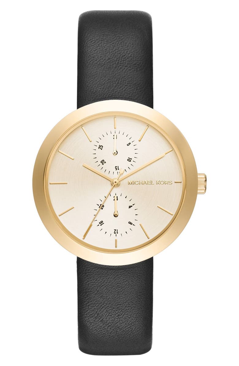 MICHAEL Michael Kors 'Garner' Multifunction Leather Strap Watch, 39mm