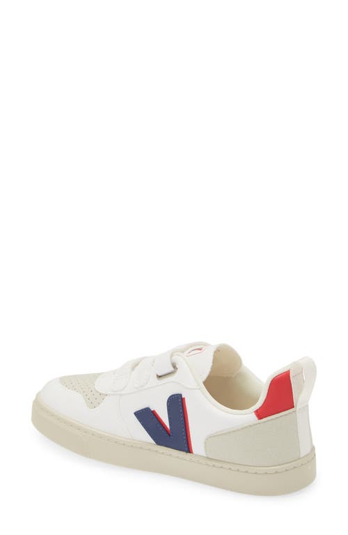 Shop Veja Kids' V-10 Sneaker In White/cobalt/pekin