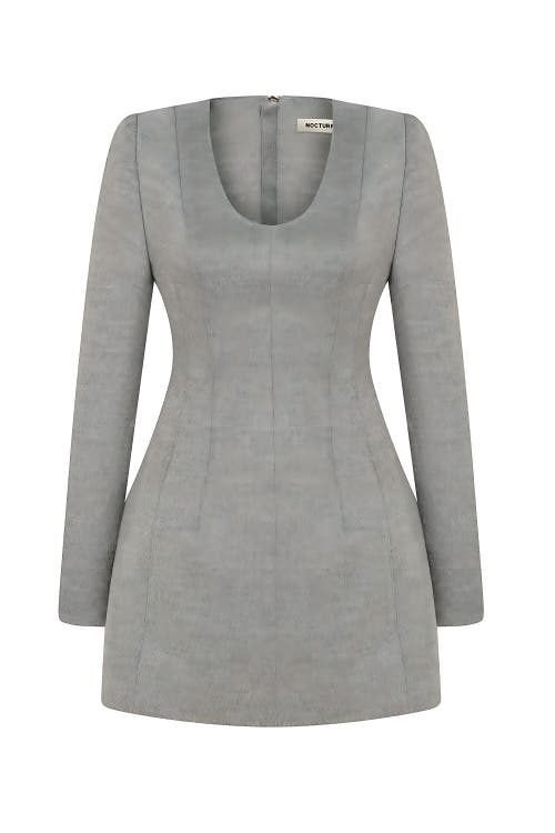 Shop Nocturne Padded Shoulder Long Sleeve Minidress In Grey