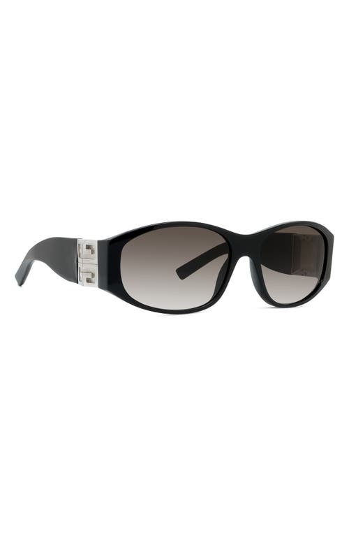 Shop Givenchy 4g Gradient Round Sunglasses In Shiny Black/gradient Smoke