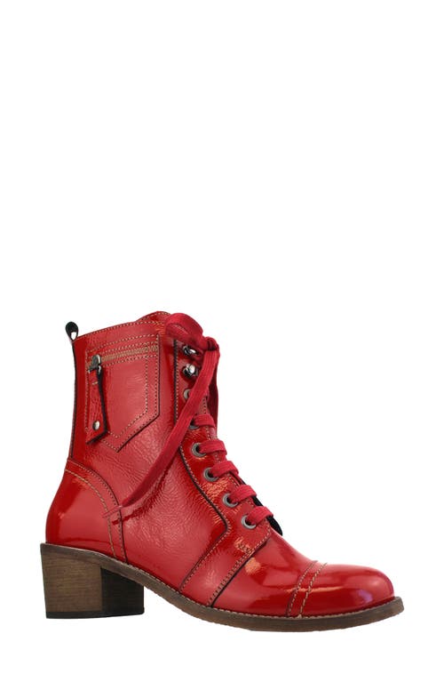 Patriot Lace-Up Boot in Cherry Patent