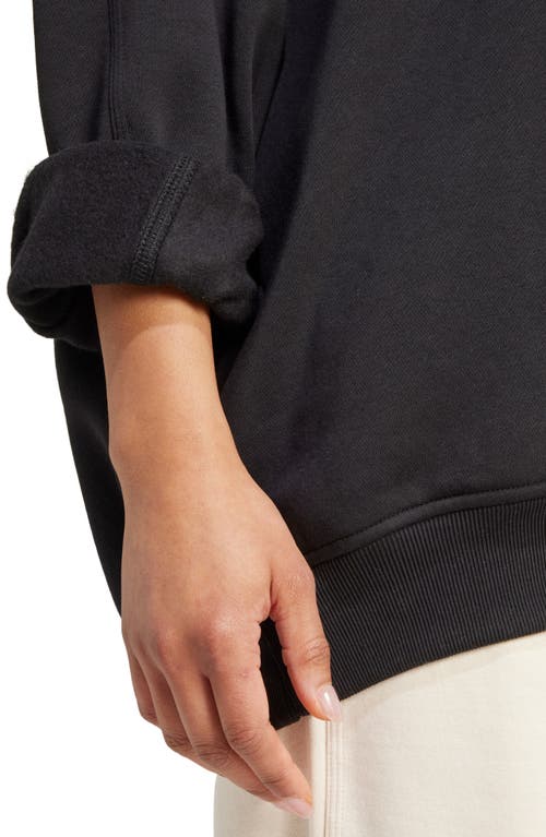 Adidas Originals Essentials Fleece Long Oversized Crew Sweatshirt In Black