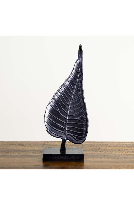 Shop Nearly Natural Bodhi Leaf Sculpture Decor In Gray