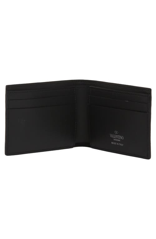 Shop Valentino Garavani Vltn Logo Leather Bifold Wallet In Nero/bianco