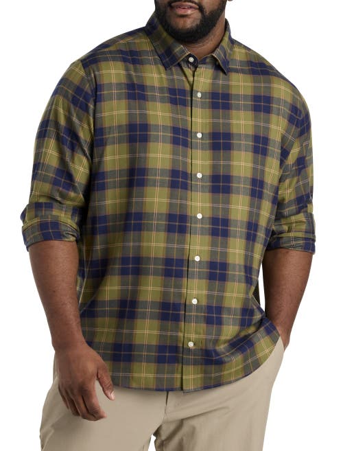 vineyard vines On-The-Go Performance Plaid Flannel Sport Shirt in Camp Olive 