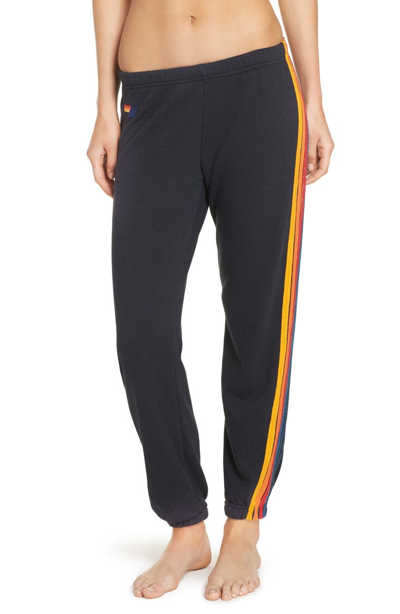 AVIATOR NATION Stripe Sweatpants, Main, color, CHARCOAL