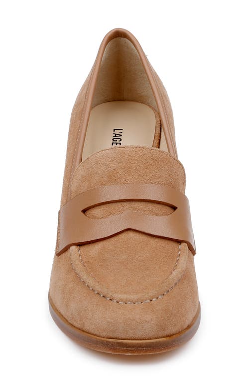 Shop L Agence L'agence Blanche Penny Loafer Pump In Sand Suede