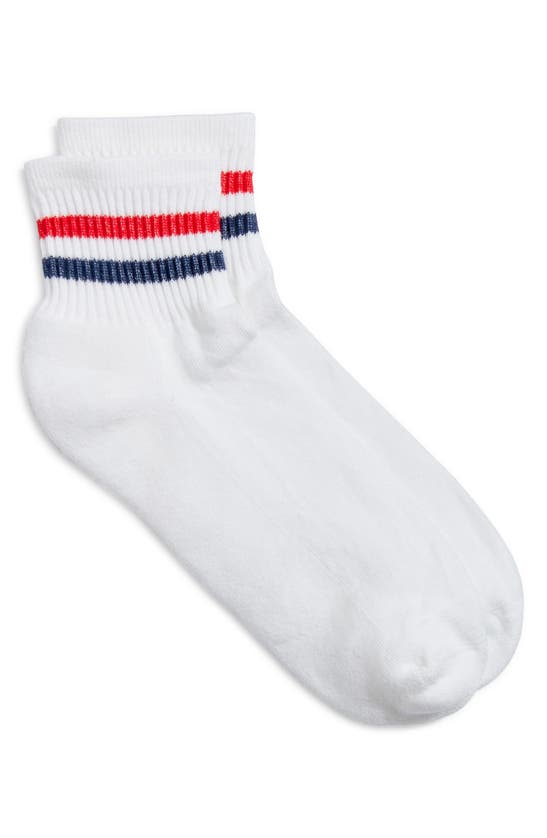 American Trench Stripe Ankle Socks In White