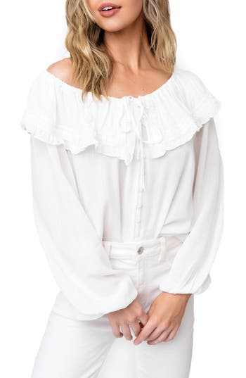 Gibsonlook Off The Shoulder Ruffle Blouse In White