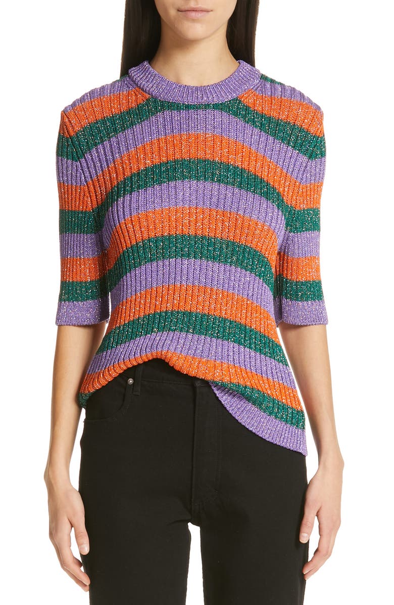 Ganni Metallic Stripe Sweater | Nordstrom