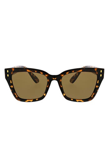 Oscar De La Renta Catty 51mm Square Polarized Sunglasses In Tortoise