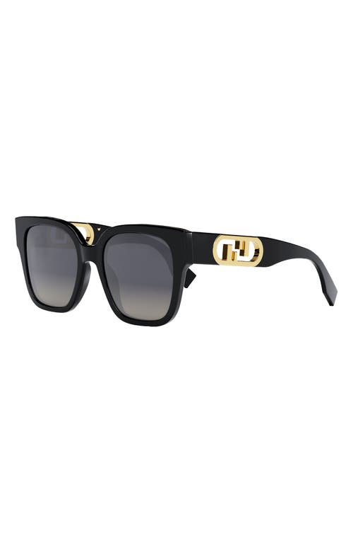 Shop Fendi ' O'lock 55mm Geometric Sunglasses In Shiny Black/smoke Polarized