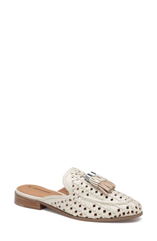 Shop Johnston & Murphy Ali Woven Tassel Mule In Bone Glove