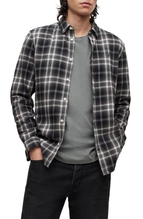 AllSaints Vilotta Plaid Button-Up Shirt Black at Nordstrom,