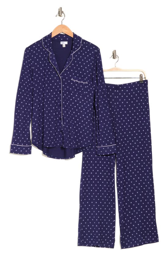 Nordstrom Rack Tranquility Long Sleeve Shirt & Pants Two-piece Pajama Set In Blue Cavern For Me Foulard