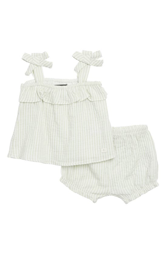 7 For All Mankind Babies' Cotton Seersucker Tank & Shorts Set In Light Sage