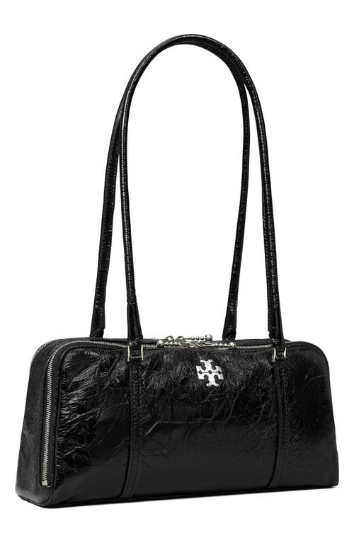 Tory Burch T Monogram Small Metallic Marshmallow Satchel In Black