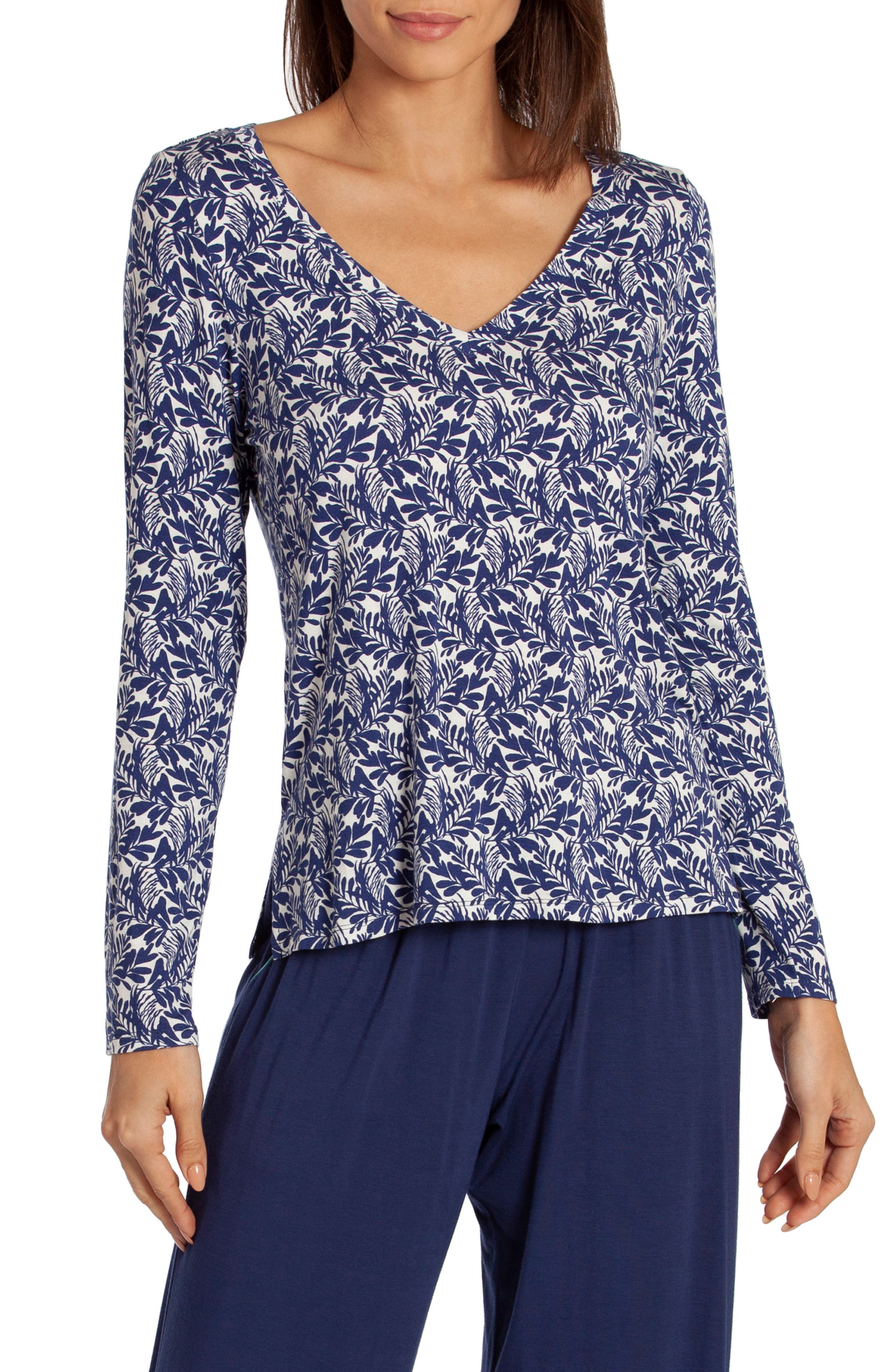 In Bloom By Jonquil Kauai Long Sleeve Pajama Top, Blue