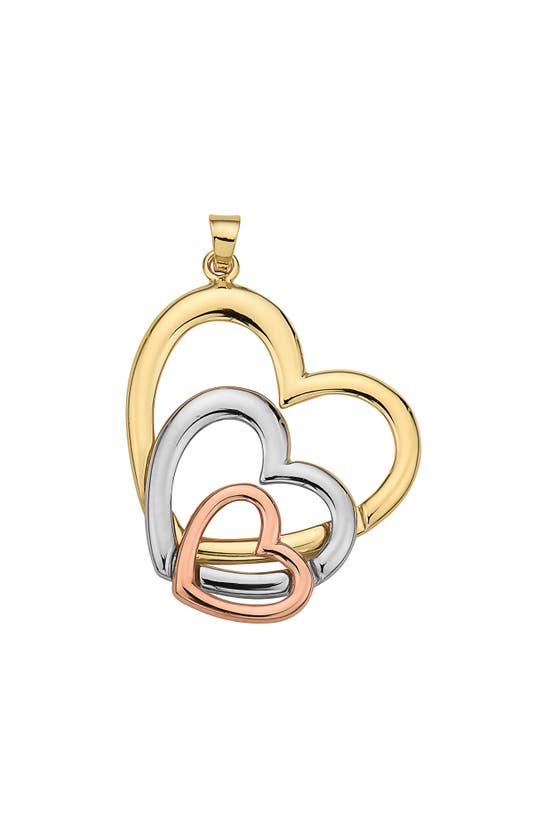 Best Silver 14k Gold Tri-tone Triple Heart Pendant