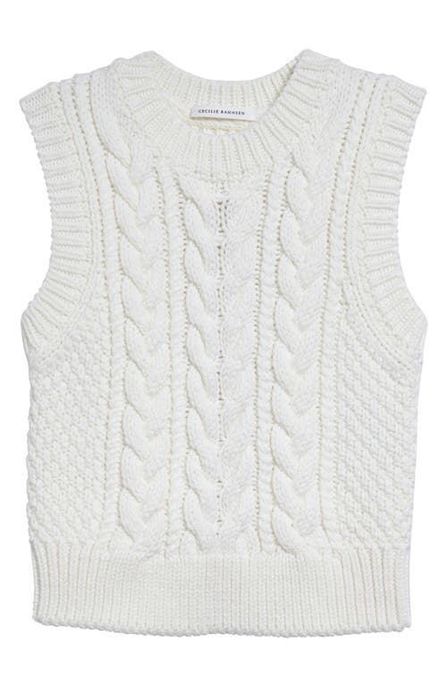 Cecilie Bahnsen Izzy Back Cutout Wool Cable Knit Sweater Vest in