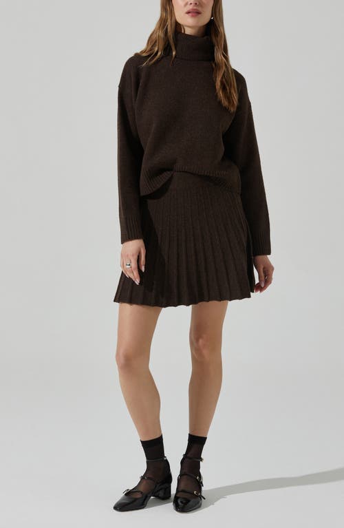 Astr The Label Marceline Pleated Knit Miniskirt In Brown