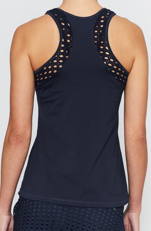 Shop L'etoile Sport Pointelle Trim Tank In Navy