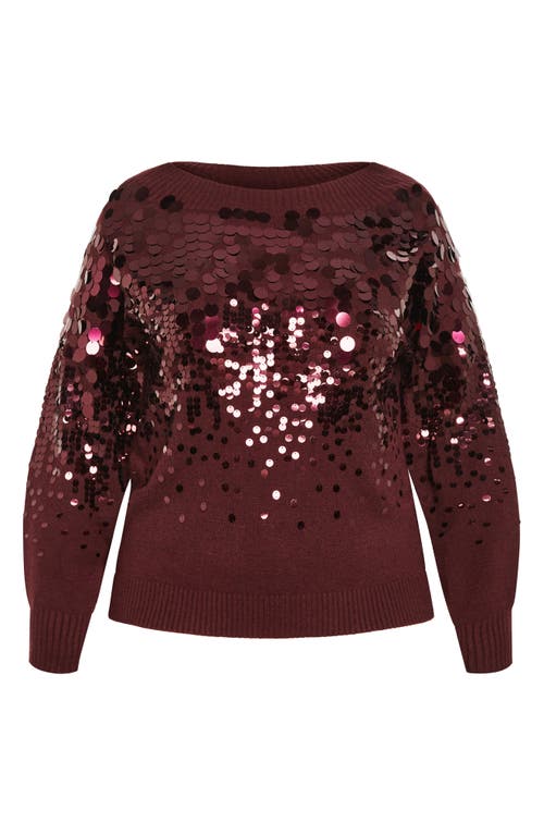 City Chic Braylin Embellished Sweater In Oxblood
