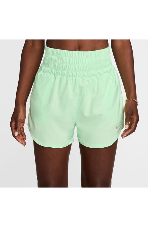 Shop Nike Dri-fit Ultrahigh Waist 3-inch Brief Lined Shorts In Vapor Green/reflective Silv