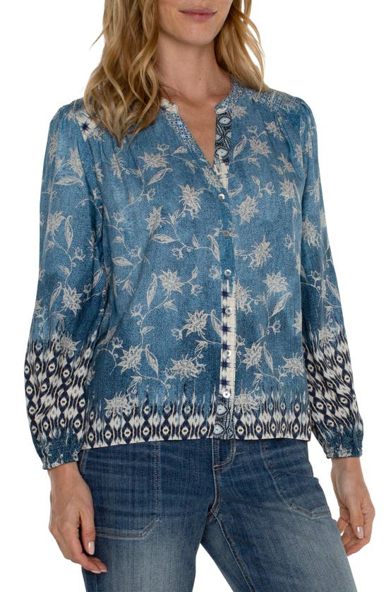 Shop Liverpool Los Angeles Floral Print Button Front Shirt In Patchwork Floral