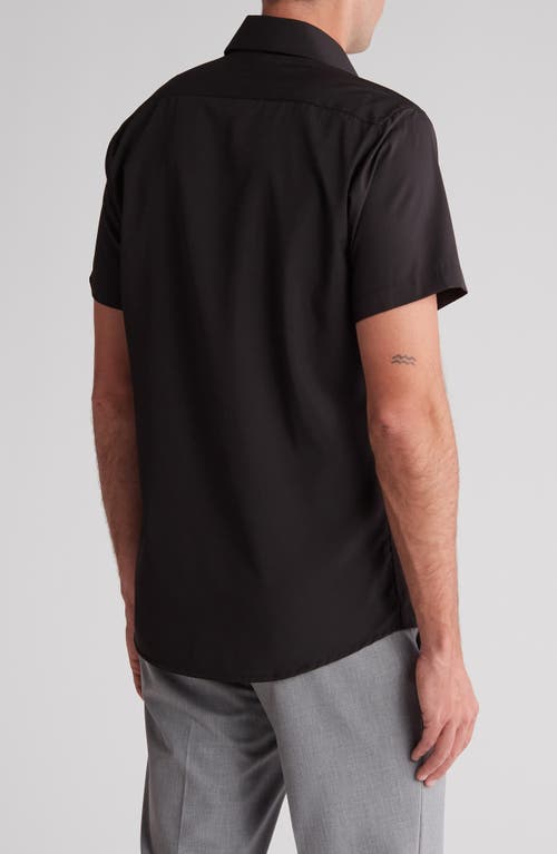 Tom Baine Slim Fit Performance Short Sleeve Button-up Shirt In Black