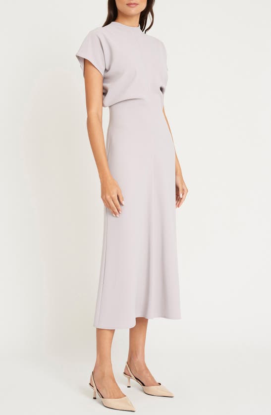 Shop Luxely Theo Drape Midi Dress In Dove Grey