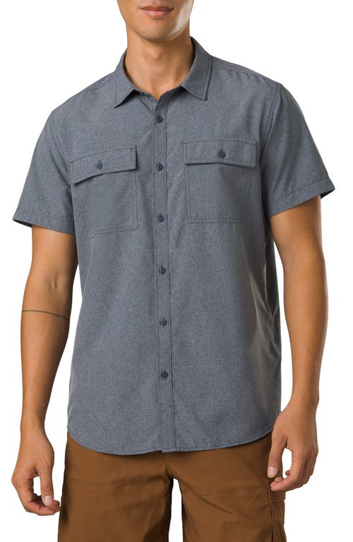 Sol Short Sleeve Button-Up Shirt in Nautical Heather