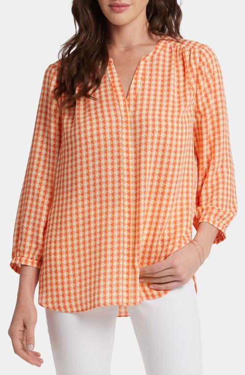 Pintuck Blouse in Apricot Geo