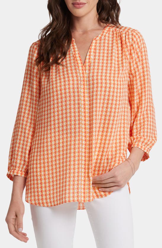 Shop Nydj Pintuck Blouse In Apricot Geo