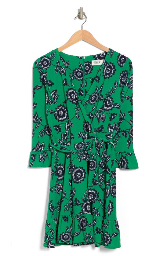 Eliza J Ruffle Faux Wrap Dress In Green