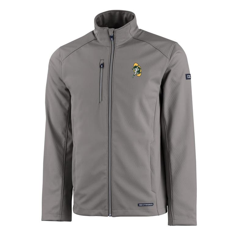 Shop Cutter & Buck Gray Green Bay Packers Evoke Eco Softshell Recycled Full-zip Jacket