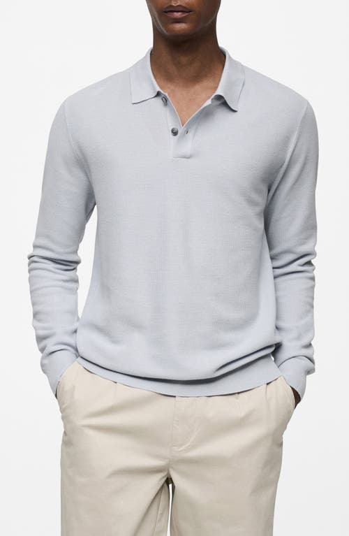 Shop Mango Structured Long Sleeve Polo Top In Sky Blue