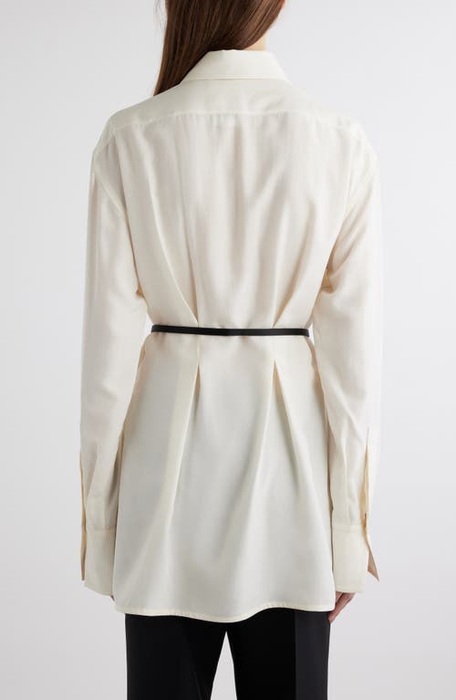 Shop Givenchy Belted Button-up Silk Tunic In Ecru