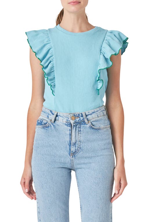 English Factory Merrow Ruffle Top In Blue