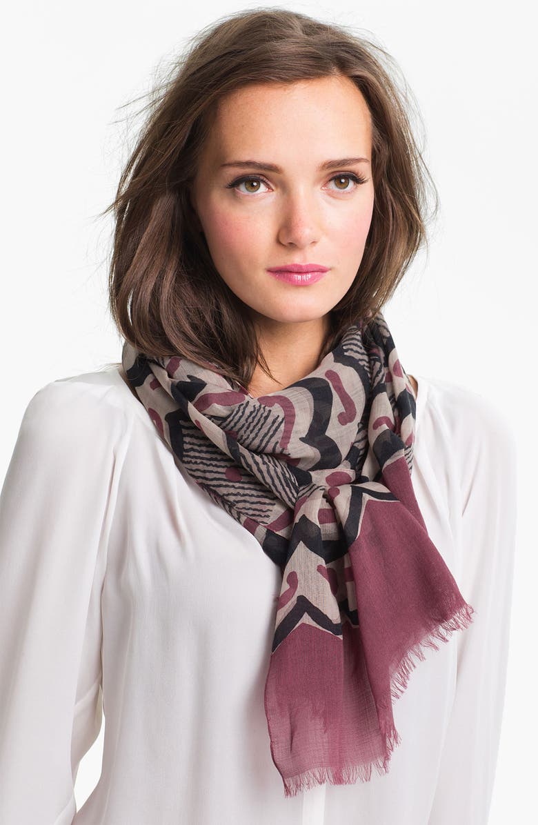 Burberry Painted Floral Stripe Scarf | Nordstrom