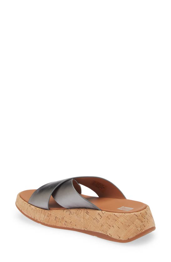 Shop Fitflop F-mode Metallic Slide Sandal In Classic Pewter Mix