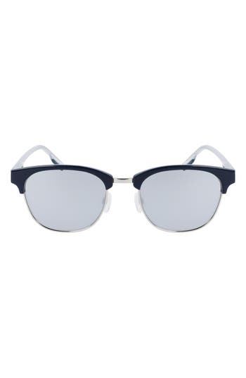 Shop Converse Disrupt 52mm Round Sunglasses In Obsidian/silver/silver