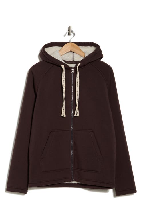 Shop Vintage 1946 Faux Shearling Lined Zip Hooded Jacket In Charcoal Brown