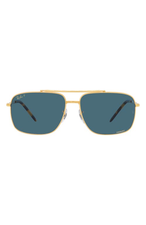 Shop Ray Ban Ray-ban 59mm Polarized Pillow Sunglasses In Gold/polar Blue