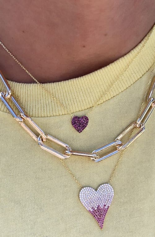 Shymi Mini Pavé Heart Pendant Necklace In Gold/pink