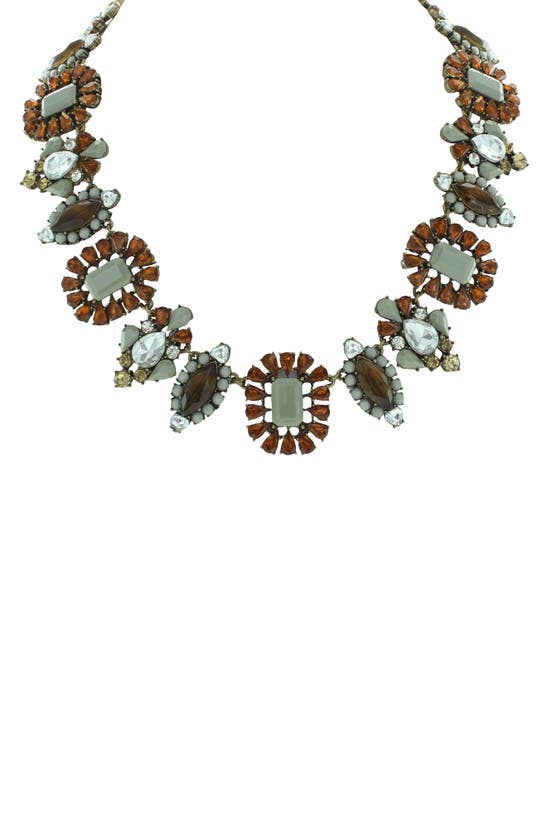 Shop Olivia Welles Davina Crystal Collar Necklace In Brown