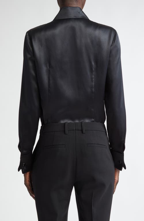 Shop Lafayette 148 New York Silk Charmeuse Button-up Shirt In Black