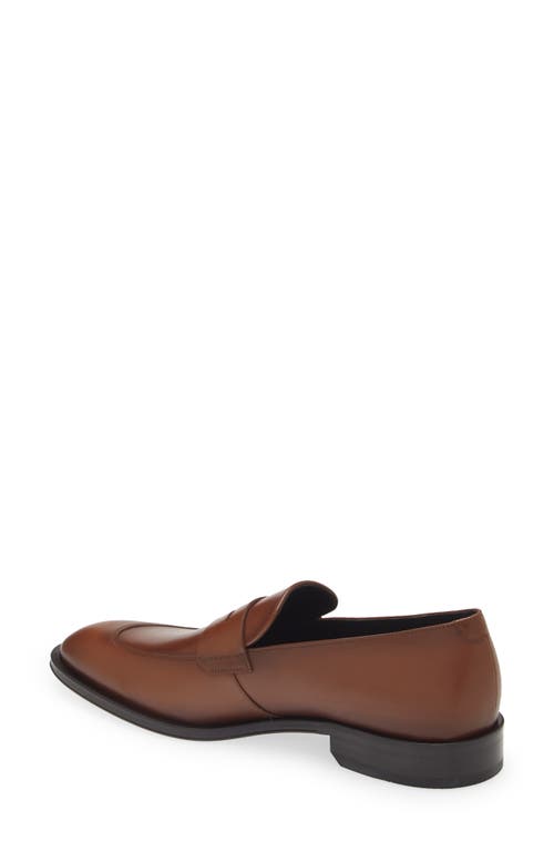 Hugo Boss Derrek Leather Loafer In Medium Brown